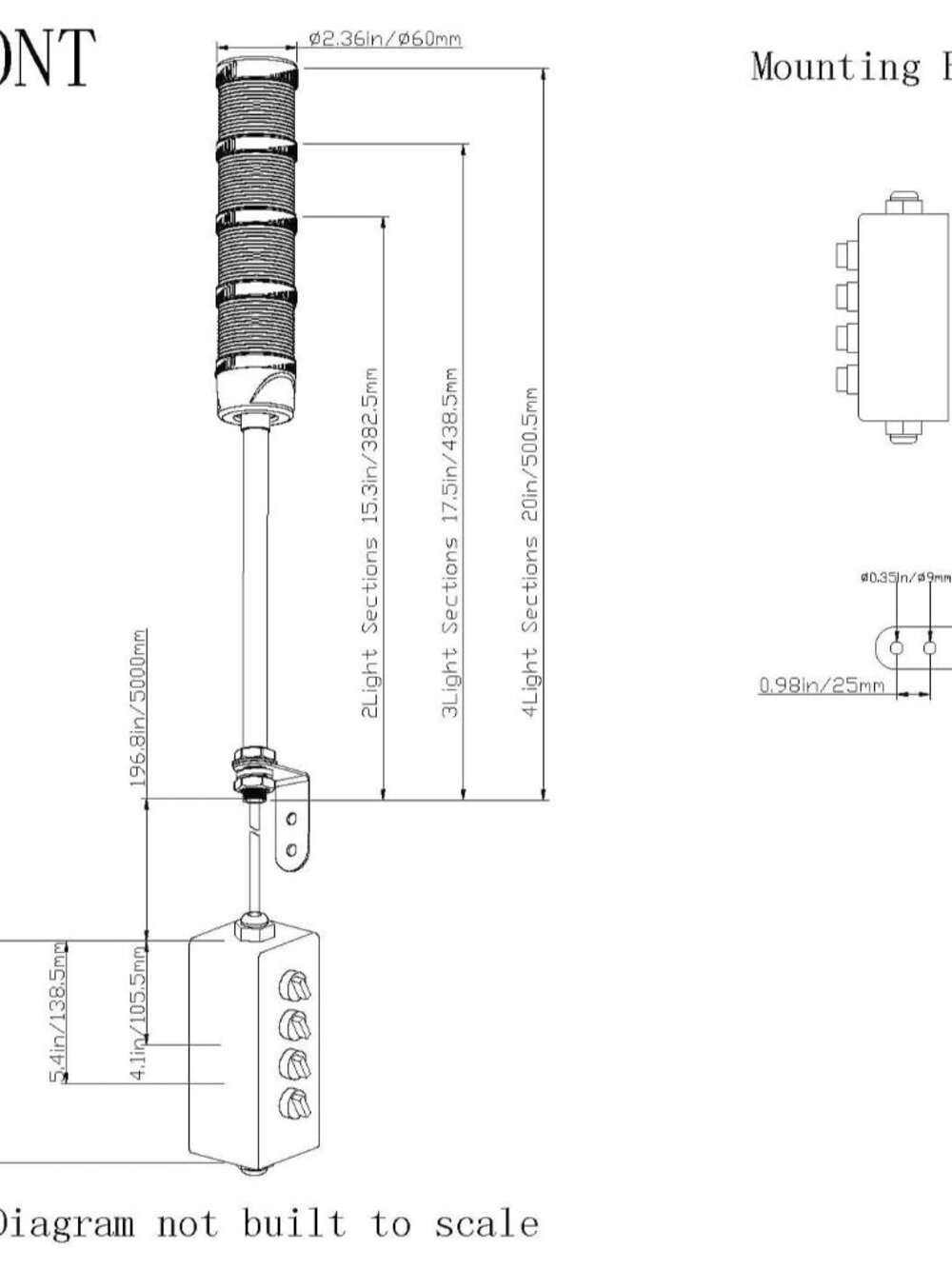 2-Stack LED Andon Tower Light with Buzzer | Industrial Warning Signal, Red/Green - Picture 3 of 12